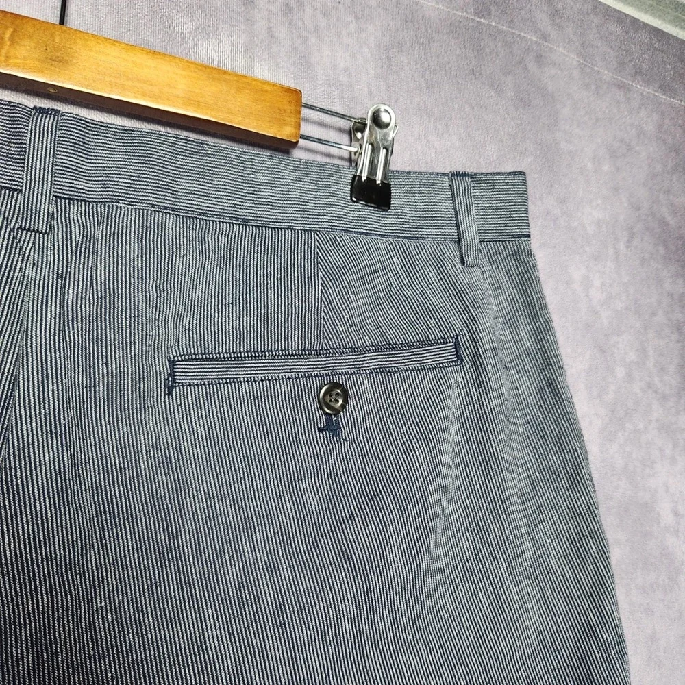 Banana Republic Mens 36 Blue White Stripe Linen Blend Shorts